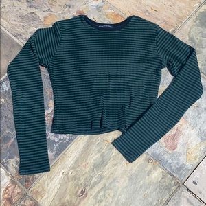 Brandy Melville Striped Long Sleeved Crop Top